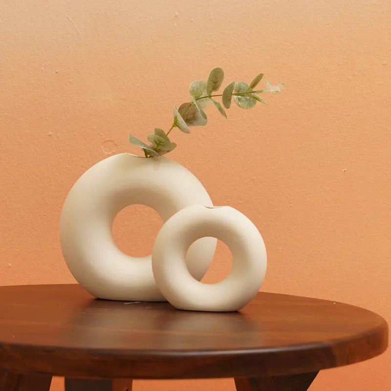 Kinta Ceramic Donut Vase - Set Of Two media 1