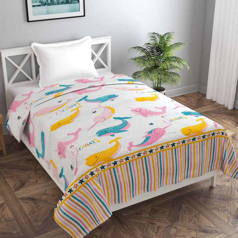 Fins & Pastels Kids' Cotton Duvet Cover - 210 TC