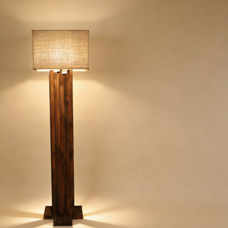 CalmGlow Wooden Floor Lamp - Brown media 8