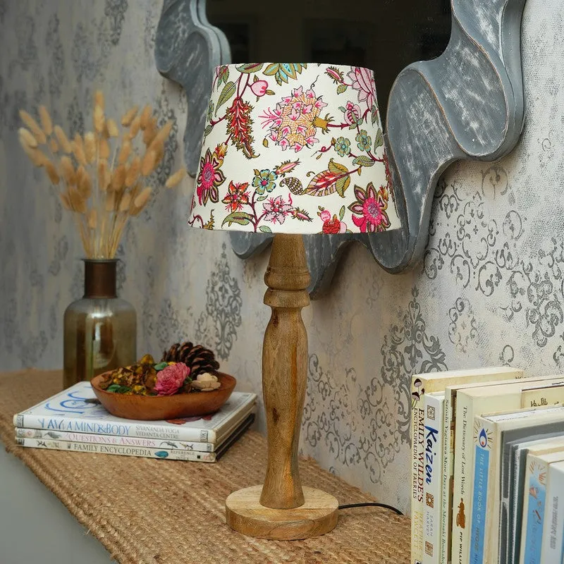Fern Haven Wooden Base Cotton Table Lamp - Multicolor media 3