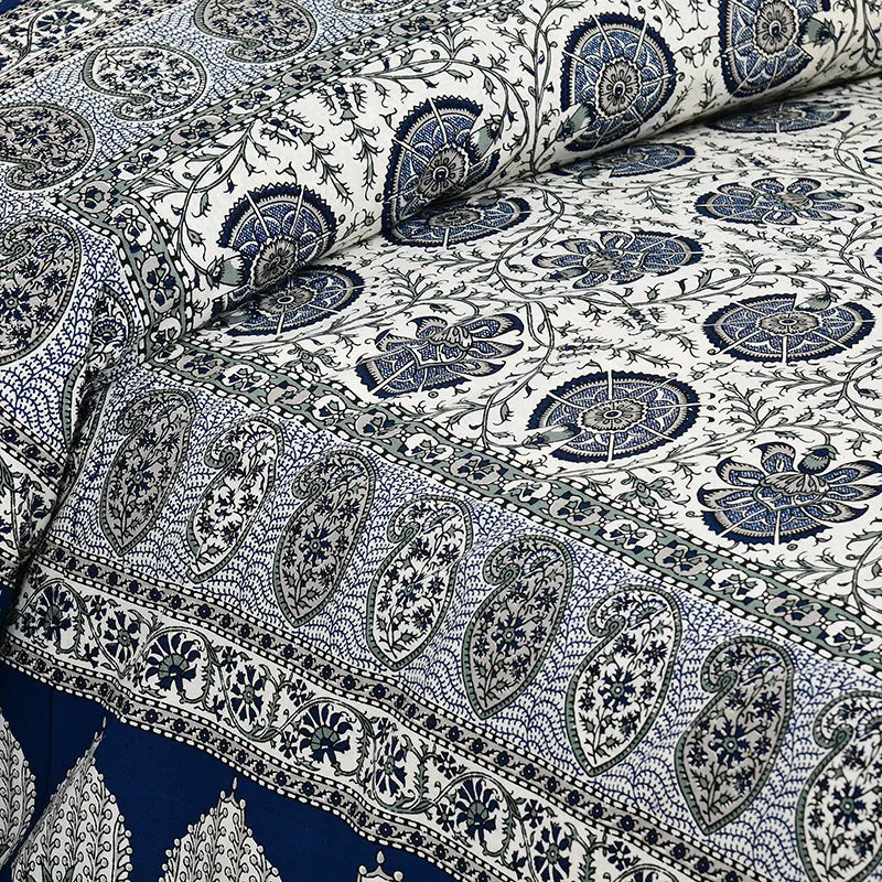Ayati Ethnic Cotton Bedsheet (Blue) - 160 TC media 3