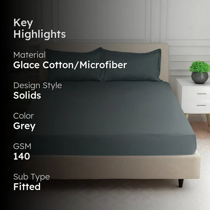 Cloud Drift Fitted Microfiber Bedsheet (Dark Grey) - 140 GSM media 2