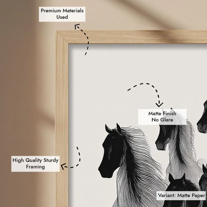 Wild Horse Cascade Wall Painting With Brown Frame media 9
