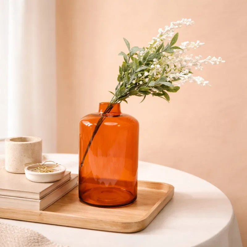 Minimalist Brown Glass Vase With Flower Bunch media 1