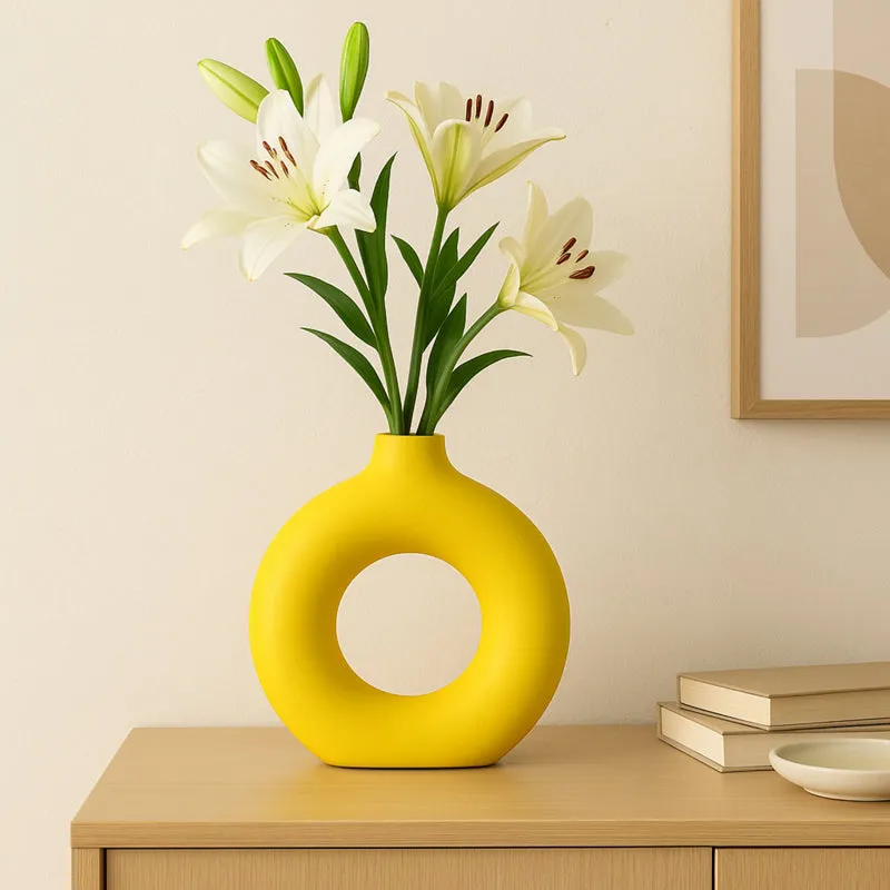 Melo Ceramic Vase - Yellow media 1