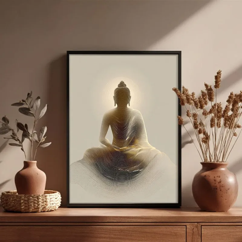 Buddha Seated in Radiance Archival Paper Wall Painting With Black Frame media 6