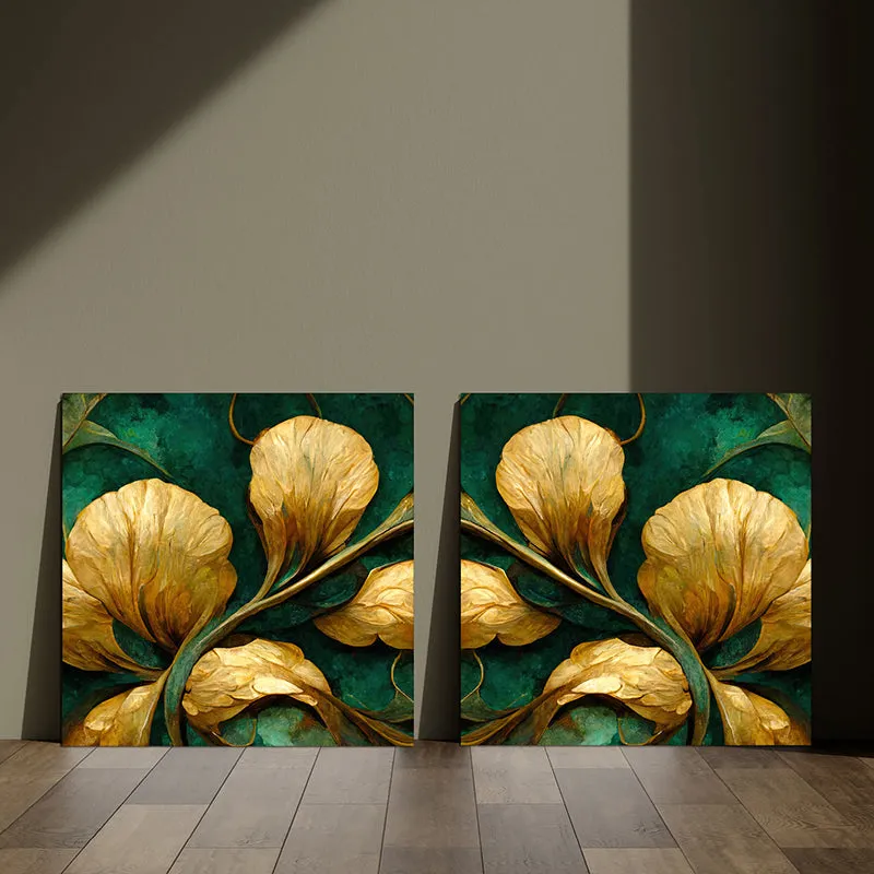 Petals Of Gold Canvas Wall Art - Set Of Two media 8