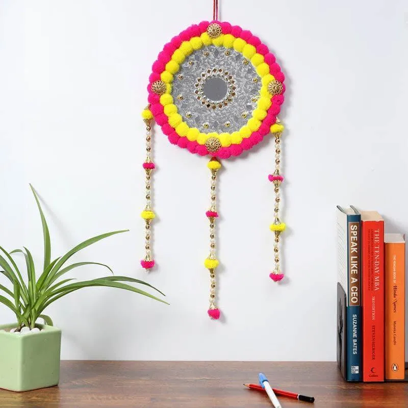 Round Festive Latkan - Yellow & Pink media 1