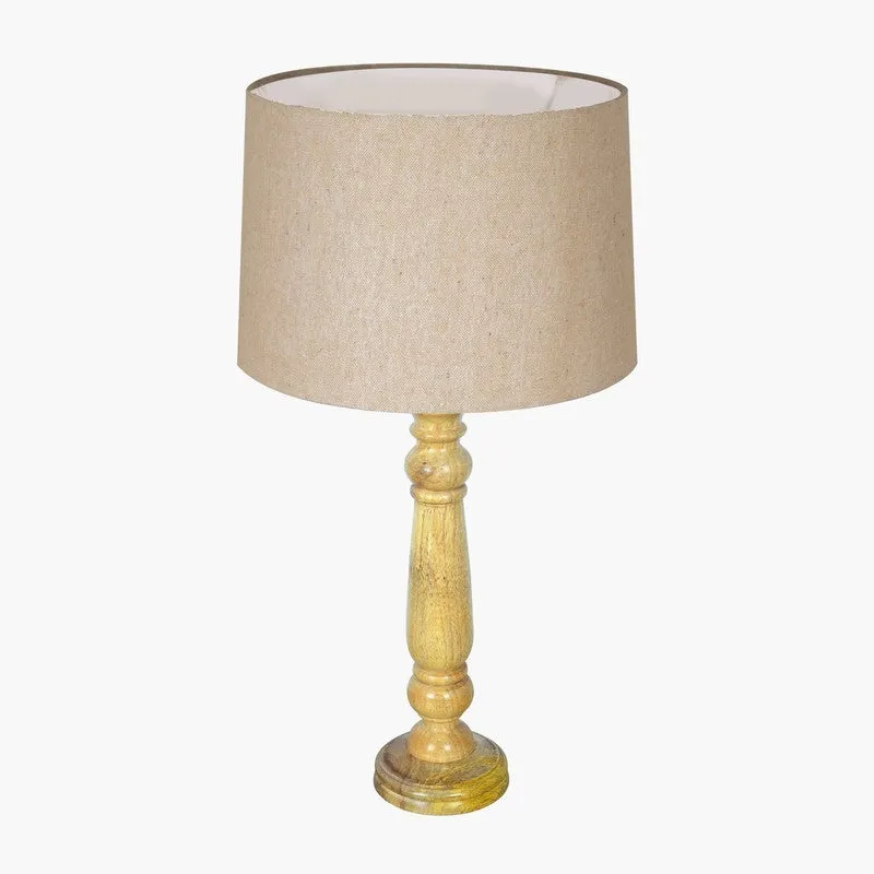 SerenityAura Ambient Wooden Table Lamp - Beige media 4