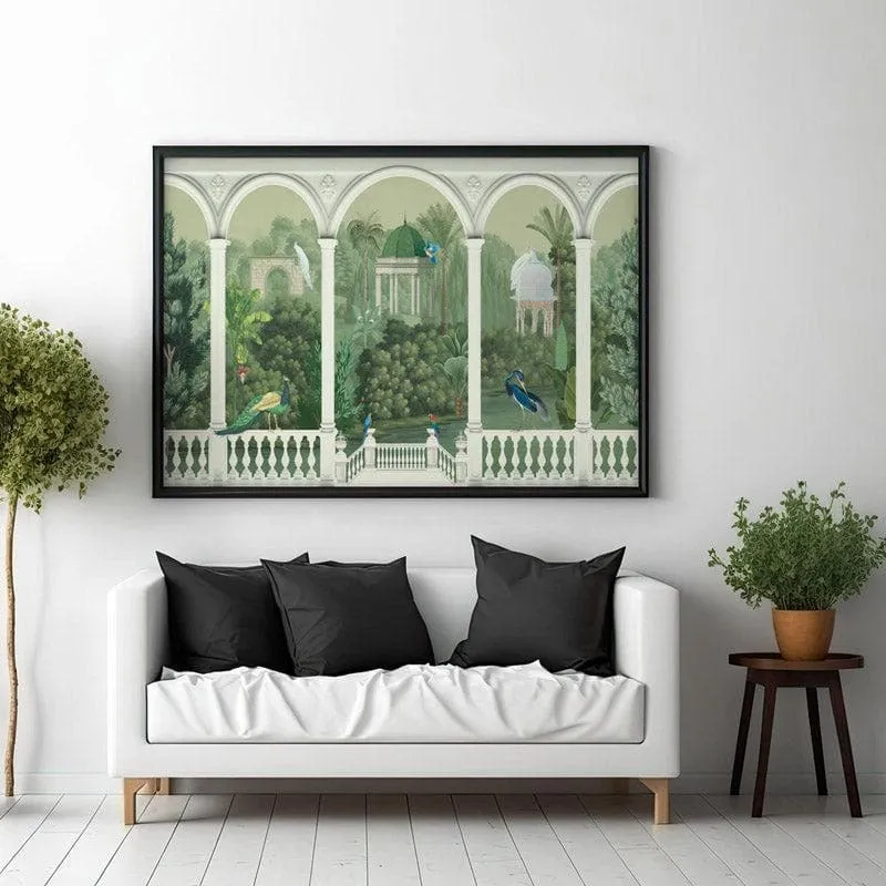Mughal Mosaic Garden Wall Painting - Black Frame media 3