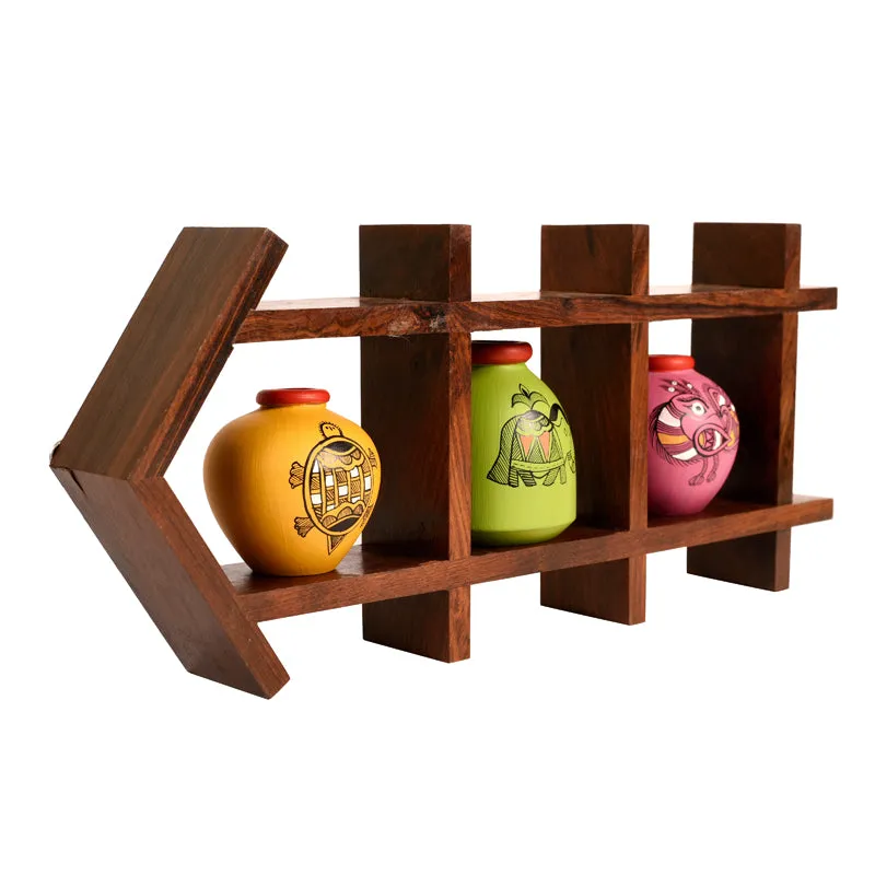 Triva Handcrafted Wall Shelf & Madhubani Vase - Four Piece Set media 4