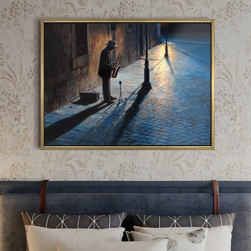 Nightfall Jazz Canvas Wall Painting With Frame media 5
