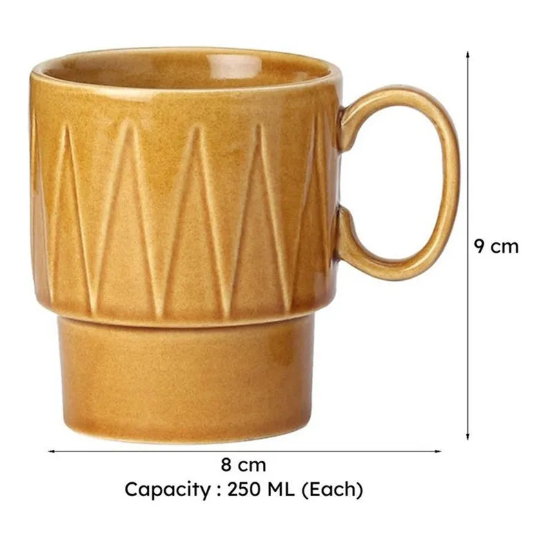 Monolith Mustard Ceramic Mug (250 mL Each) - Set Of Four media 8