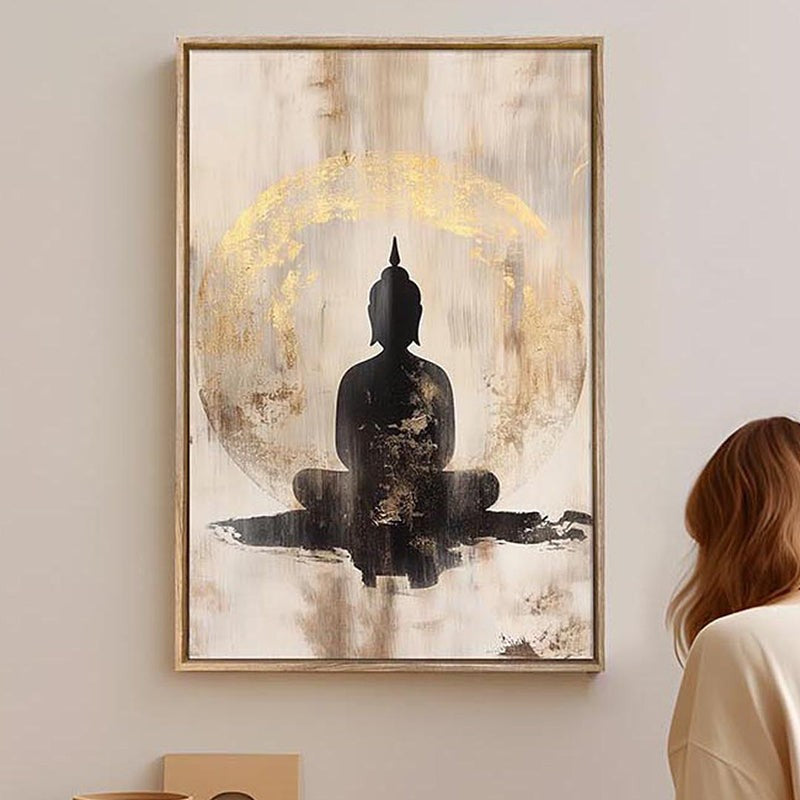 Shadow Buddha Canvas Spiritual Wall Art With Frame media 5