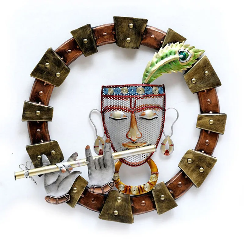Shri Krishna with Flute Iron Wall Accent media 4