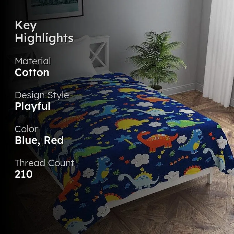Dino Dreams Kids' Cotton Duvet Cover - 210 TC media 2