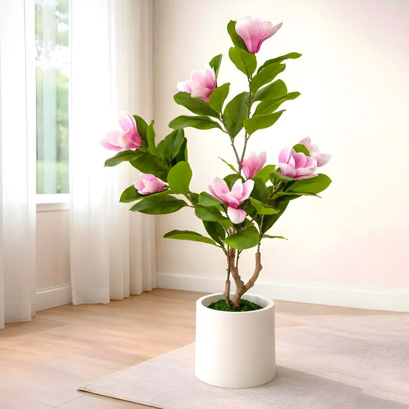 Bloom Grace Magnolia Artificial Plant With Black Plastic Pot - 91 cm (3 ft) media 7