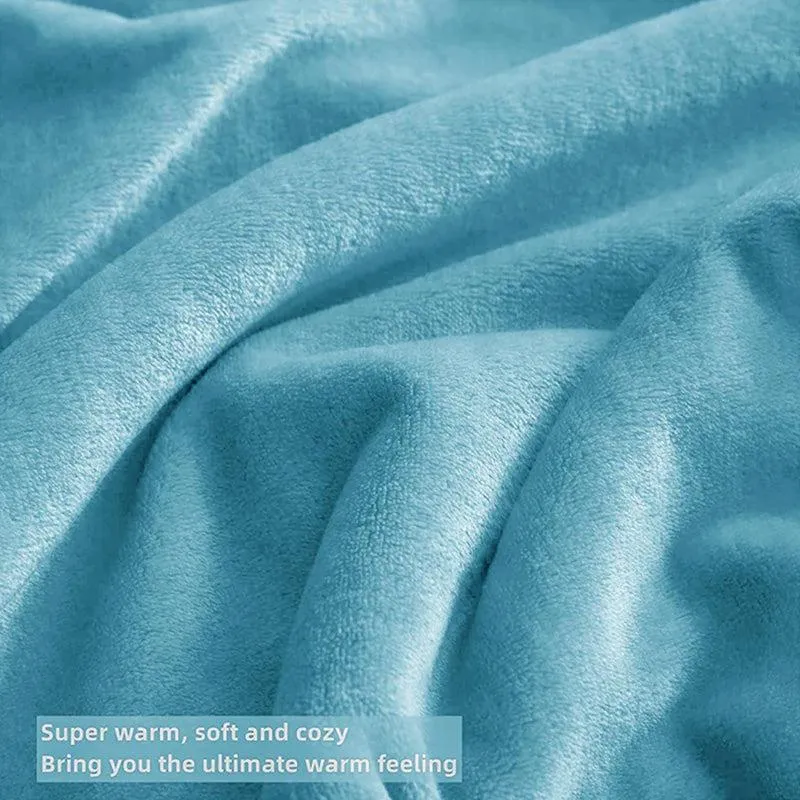 Sarva Solid Knitted Cotton Flannel Blanket (Blue) - 190 GSM media 6