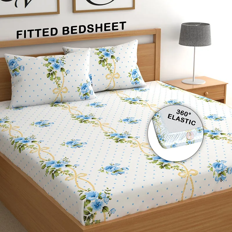 Hilda Fitted Microfiber Microfiber Bedsheet (Blue) - 150 GSM media 3