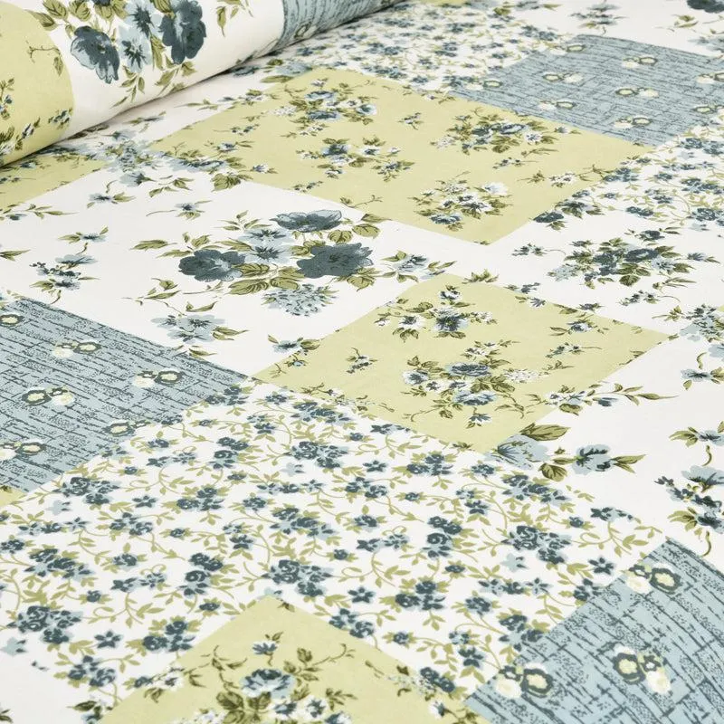 Buola Floral Cotton Bedsheet (Blue,Yellow) - 160 TC media 5