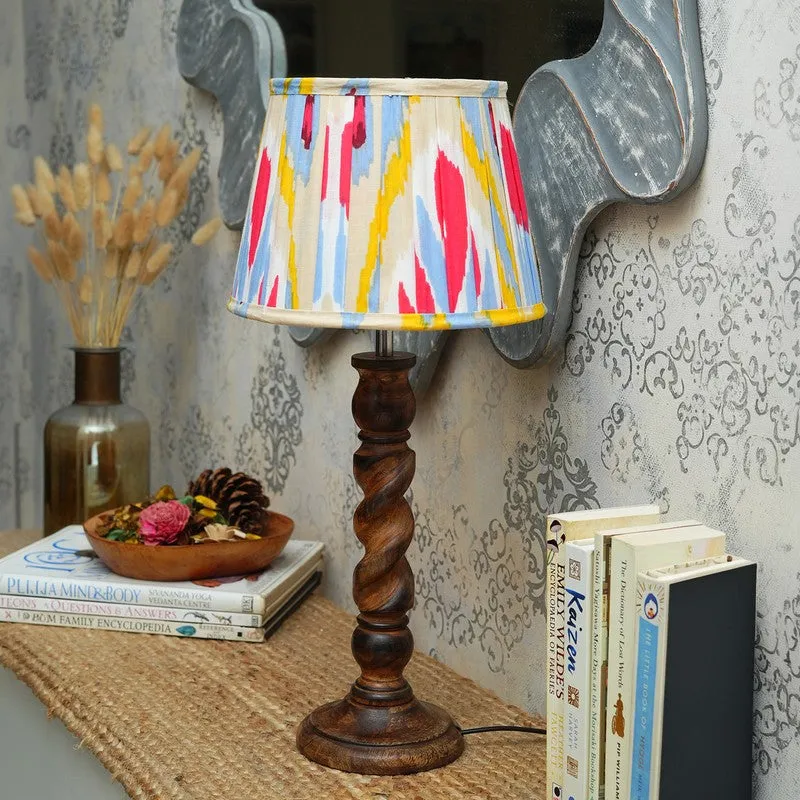 Sunburst Wooden Base Cotton Table Lamp - Multicolor media 3