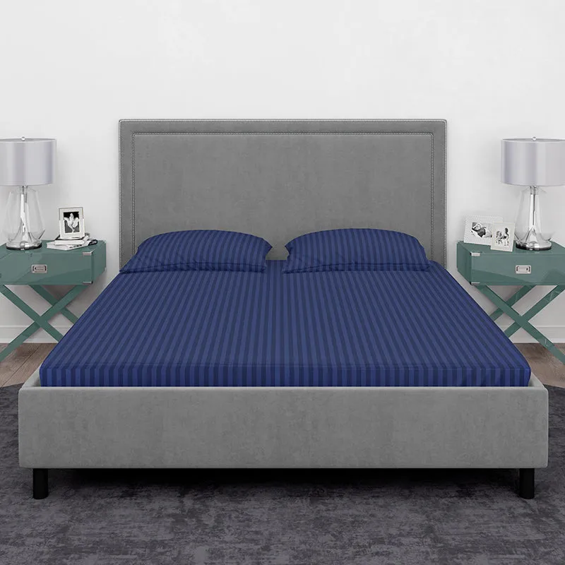 Chic Lines Geometric Cotton Bedsheet (Navy) - 210 TC media 3