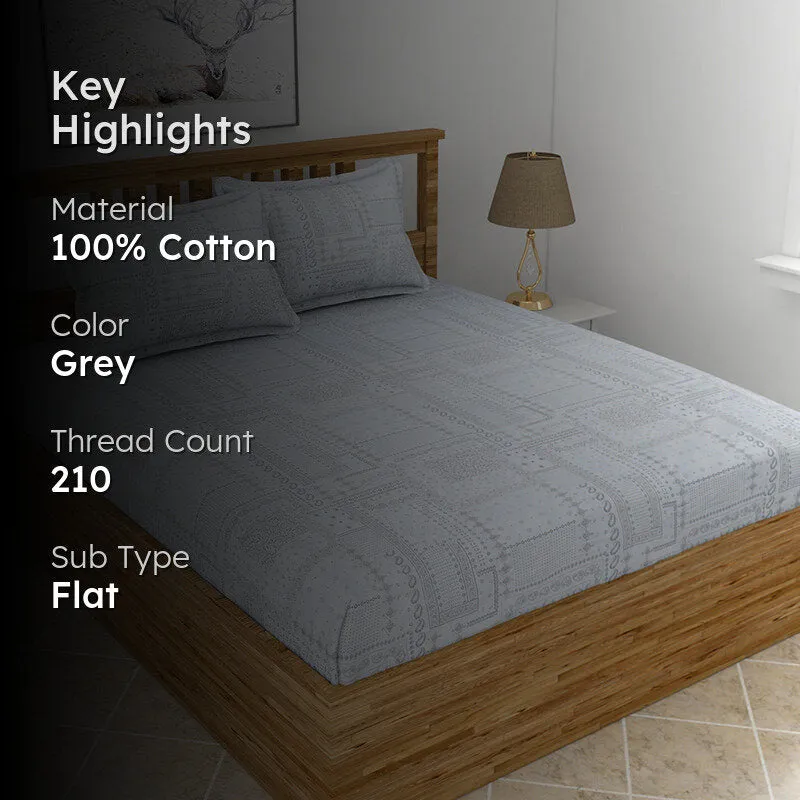 Mathieu Cotton Bedsheet (Grey) - 210 TC media 2