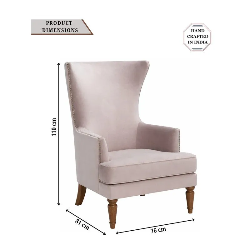 Elysian Teak Wood & Velvet Luxe Lounge Chair - Pink media 7