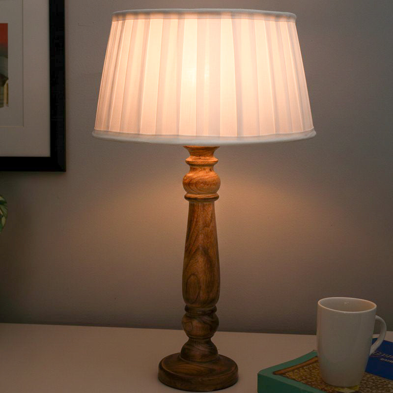 Nivriti Fabric Table Lamp - White,Brown
