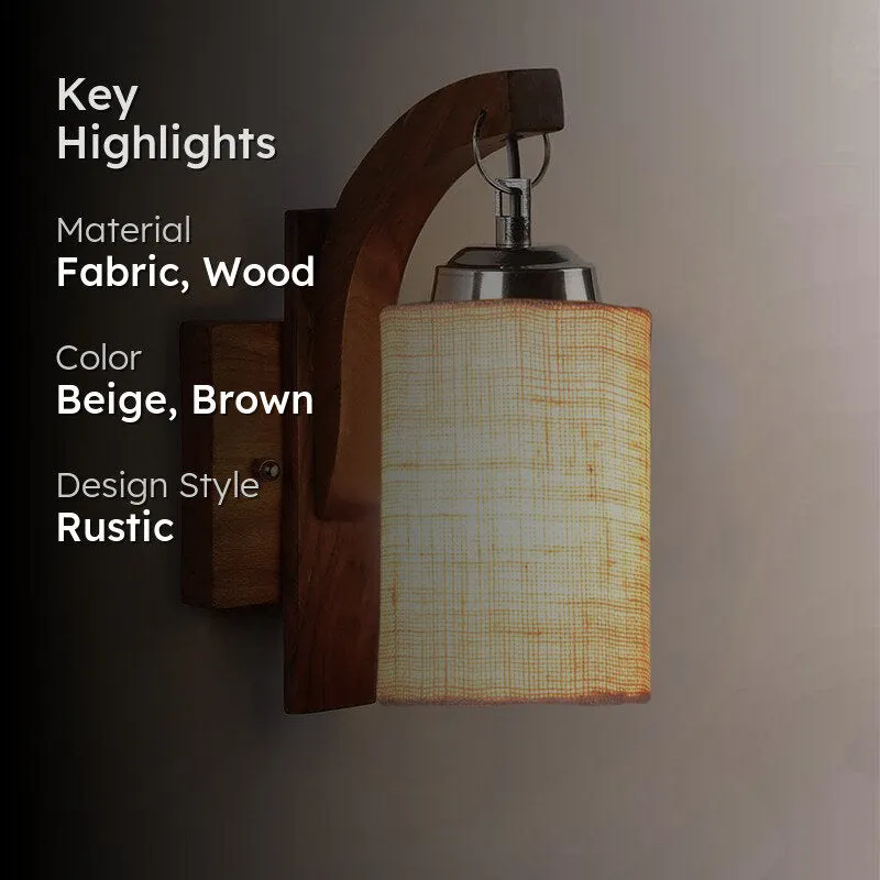 Forma Fabric & Wooden Wall Lamp - Beige media 2