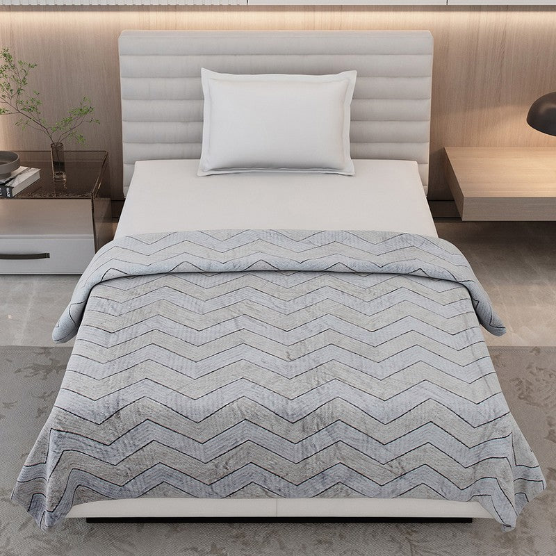 Monte Carlo Chevra Zigzag Print Polyester Blanket (Beige) - 300 GSM media 3