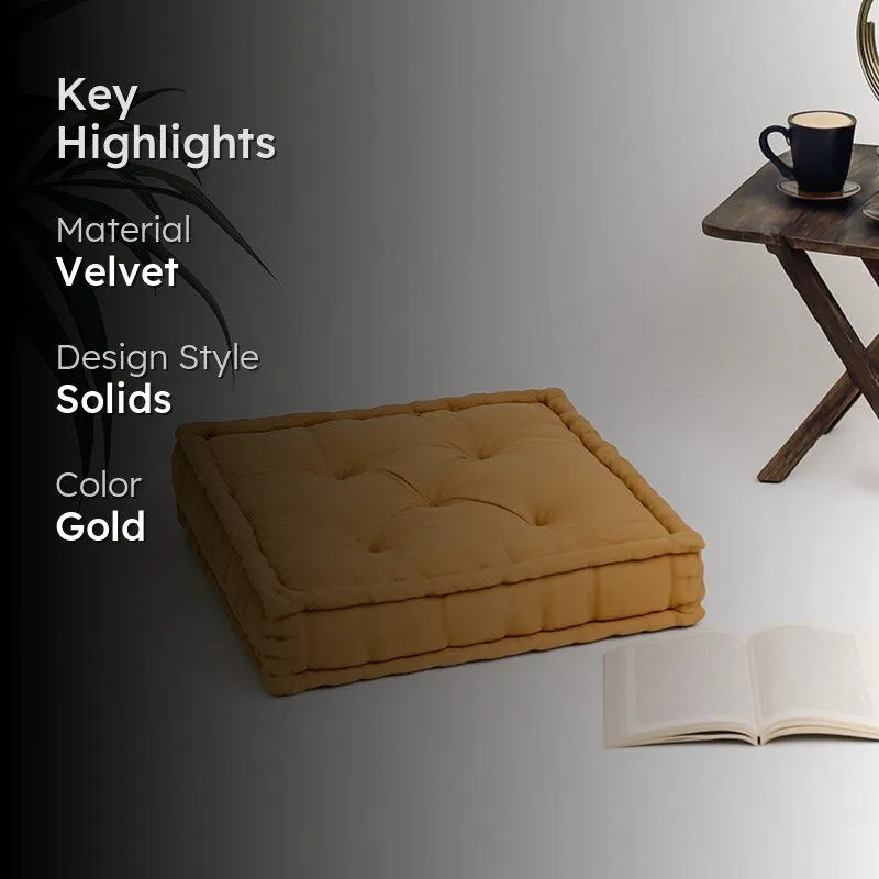 Thera Velvet Floor Cushion - Gold media 2