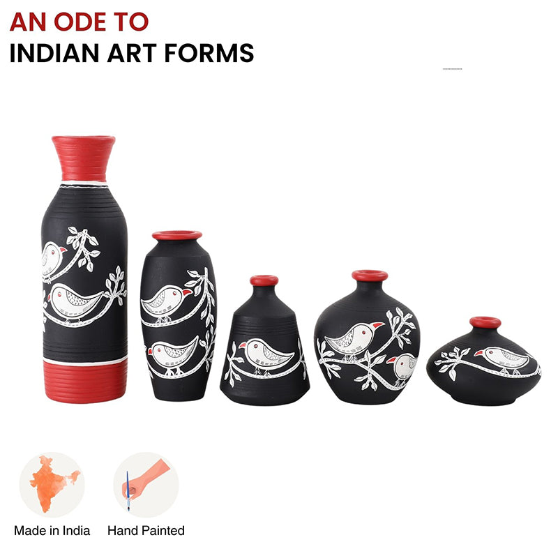 Neel Pakhi Handpainted Terracotta Vase - Set Of Five media 3