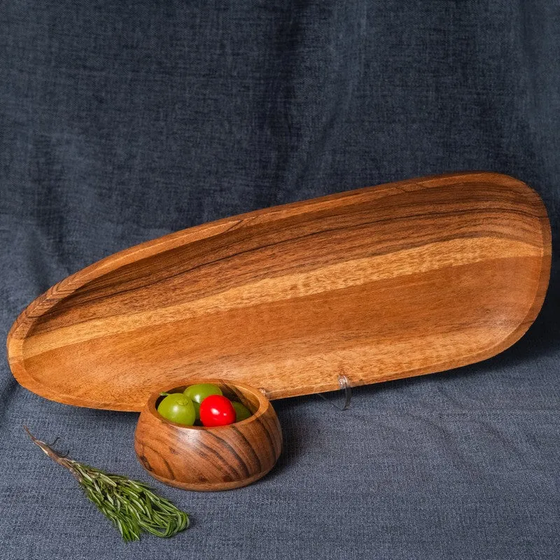 Harbor Style Wood Serving Platter with Dip Bowl - Two Piece Set media 7