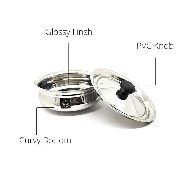 Stevora Stainless Steel Handi with Lid - 900 mL media 5