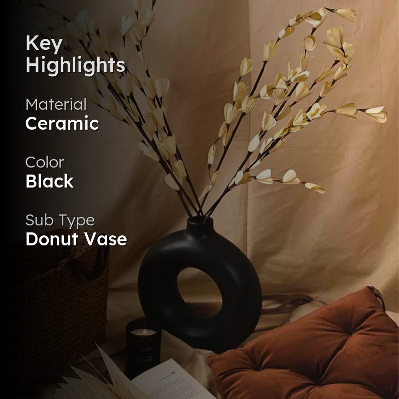 Boho Donut Vase - Black media 2