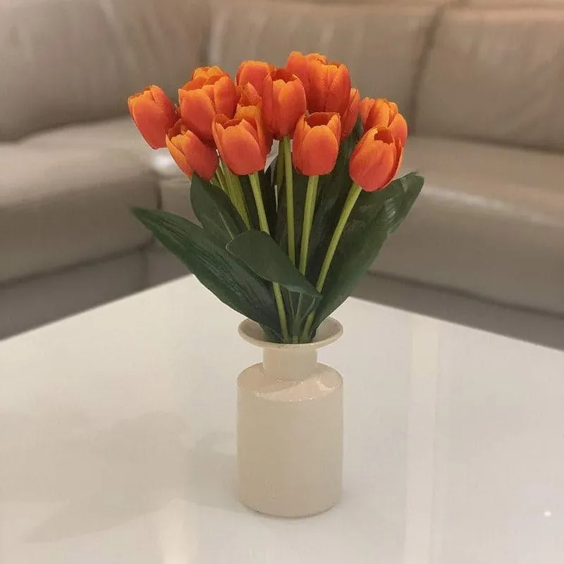 Faux Silk Tulip Flower Bunch - Orange media 4