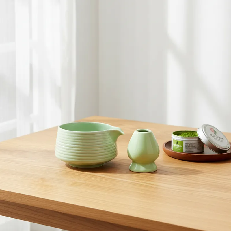 Haruka Ceramic Matcha Bowl & Whisk Holder Set (450 mL) - Two Piece Set media 5