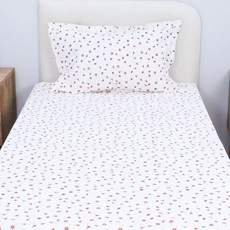 Luciana Floral Printed Cotton Bedsheet (Vermilion) - 180 TC media 4