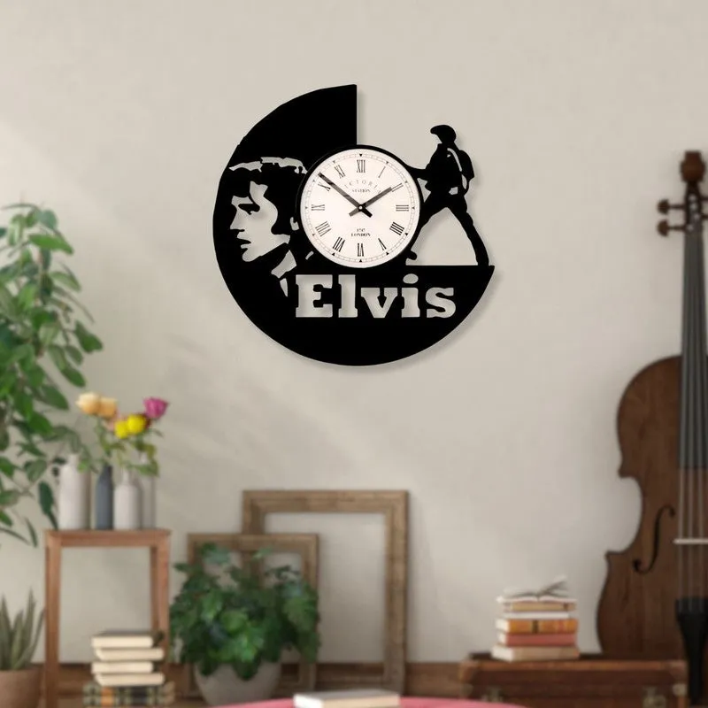 Elvis Steel Analog Wall Clock - Black media 3