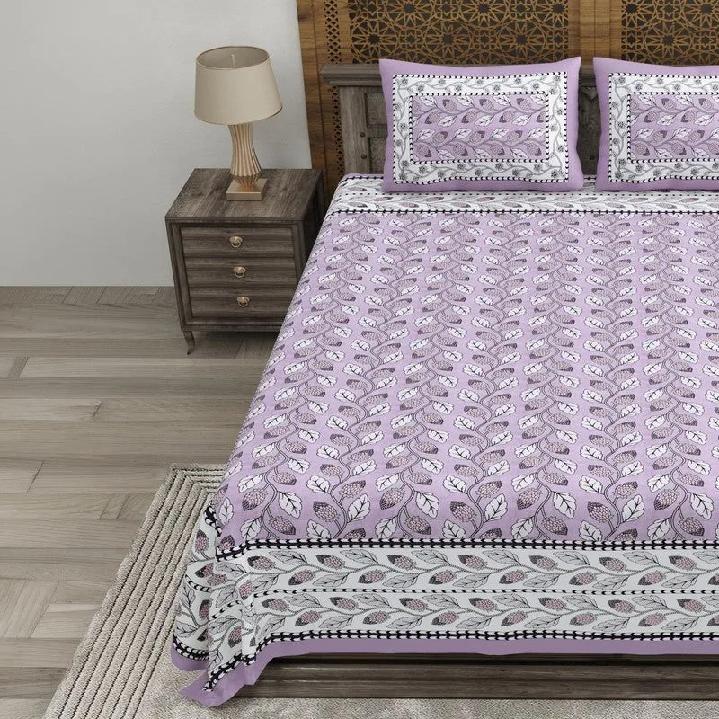 Crafta Cotton Bedsheet (Purple,White) - 240 TC media 3