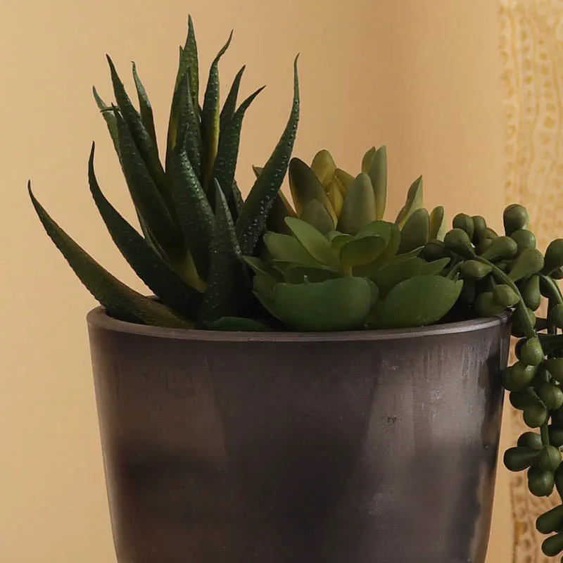Artificial Green Succulent With Black Plastic Pot media 3