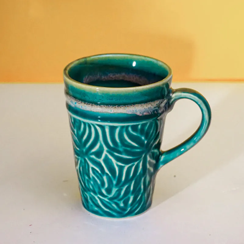 Ceramuse Ceramic Coffee Mug (300 mL Each/Teal Green) - Set of Eight media 5