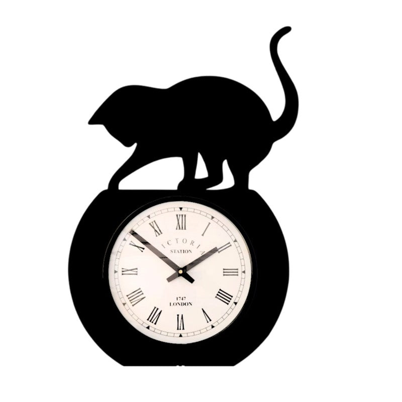 Kitty Steel Analog Wall Clock - Black media 4