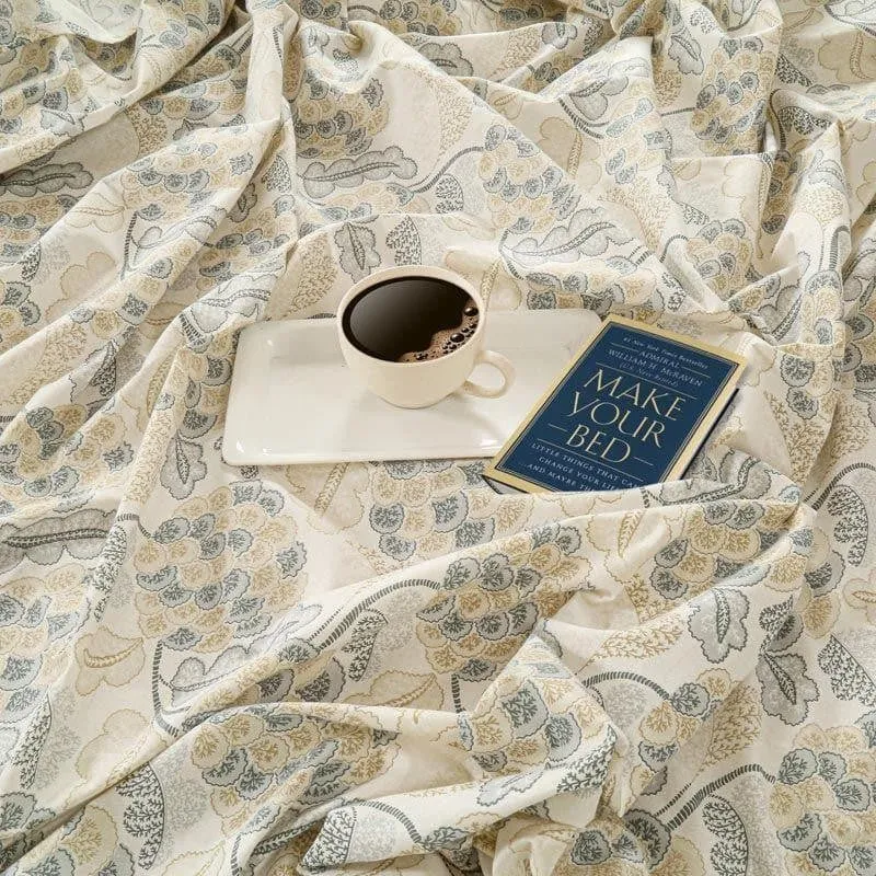 Swayam Inara Floral Cotton Bedsheet (Grey) - 160 TC media 4
