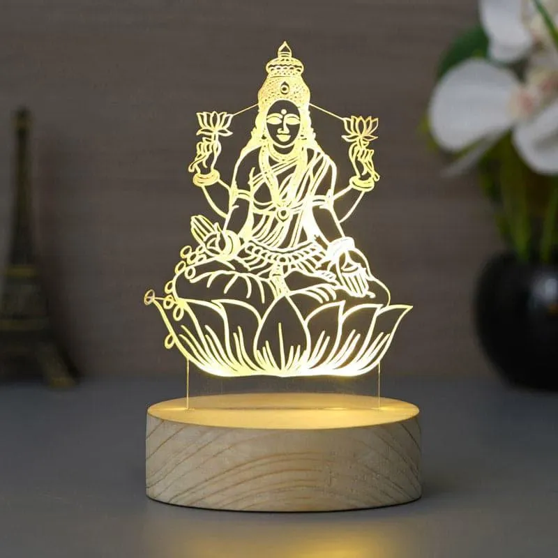 Goddess Saraswati LED Acrylic Table Lamp - Brown media 3