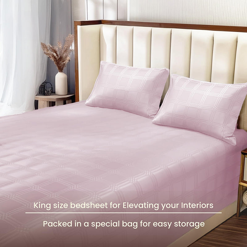 Urban Space Pink Checks Cotton Bedsheet - 300 TC media 6