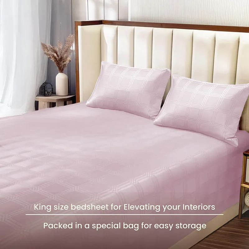 Urban Space Pink Checks Cotton Bedsheet - 300 TC media 6