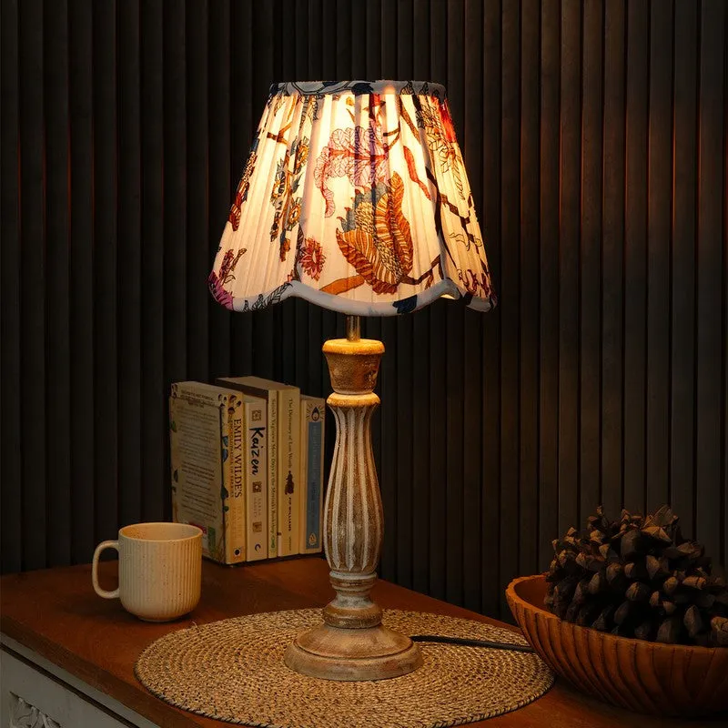 Meadowrust Wooden Base Cotton Table Lamp - Multicolor media 1