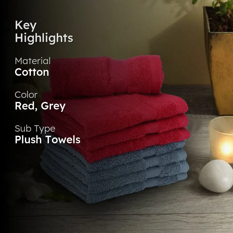 Miorah Face Towel (Red & Grey) - Set Of Eight media 2